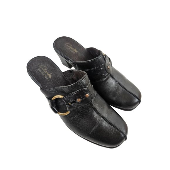 Clarks Shoes - Clarks Bendables Womens Shoes Leather Slip-On Mule Clogs Buckle Size 7M Black
